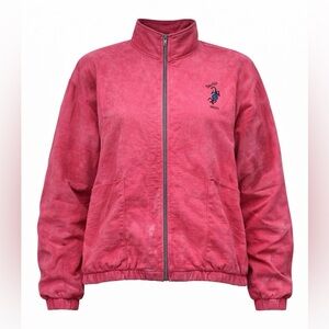 Vintage washed cotton Dagoli red Logo Full Zip-up Sweatshirt large pockets